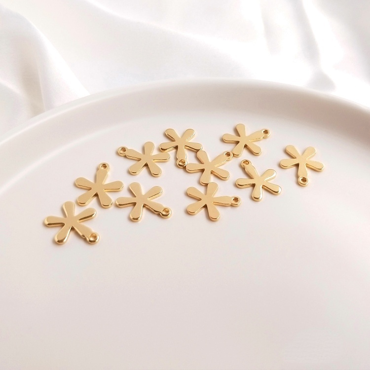 Một Cặp 14K Hoa Đồng Mạ Vàng Đồng Năm Đuôi Dùng Làm Mặt Trang Sức Thủ Công diy