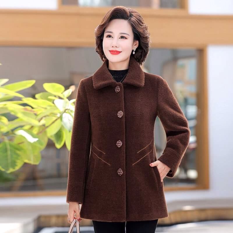 Áo khoác dạ nữ trung niên cao cấp kiểu dáng sang trọng QCNP3628