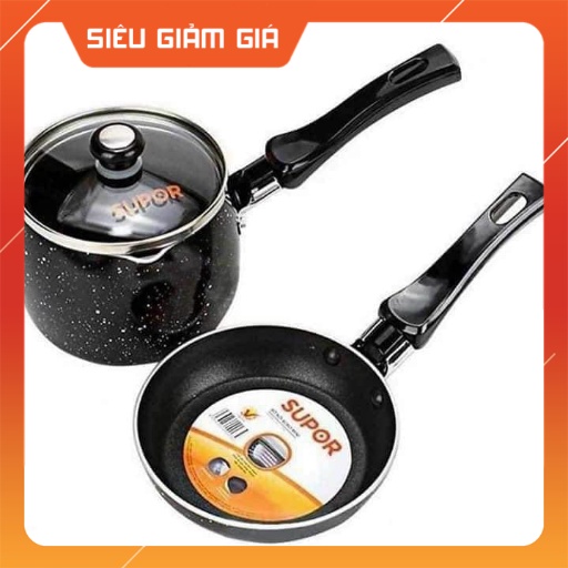 Bộ nồi Baby Mini set Supor chống dính ( 1 nồi 10 cm + 1 chảo 12cm)