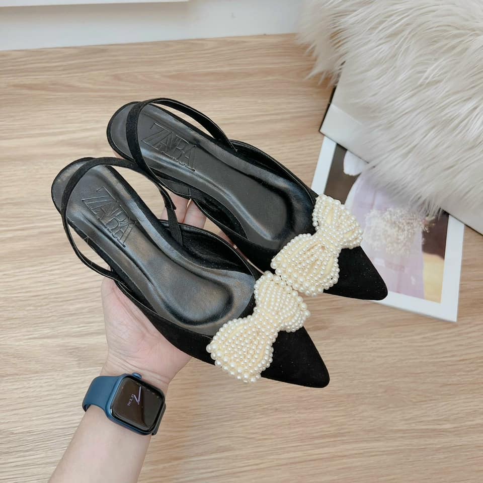 Sandal nơ ngọc dáng tiểu thư,FREESHIP,đủ size 35-39