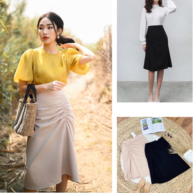 Chân váy dúm bên