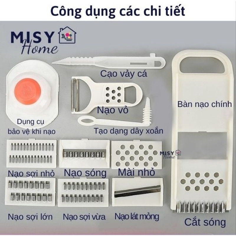 Bàn nạo rau củ quả đa năng 11 món nạo bào sợi to nhỏ lát mỏng bào cắt sóng cà rốt khoai tây đu đủ dưa leo chuột làm nộm