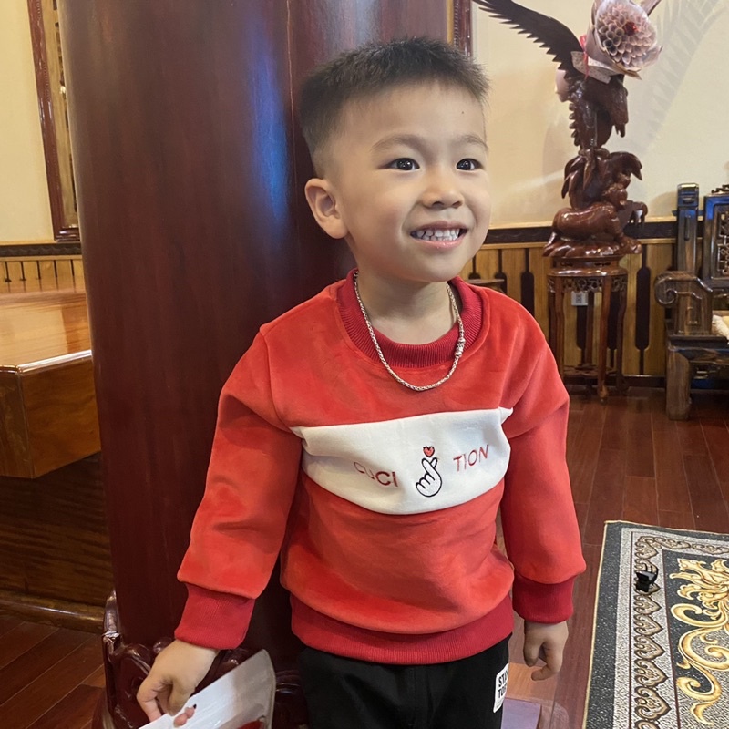 Áo thun dài tay cho bé trai, bé gái chất nỉ nhung mềm mại Xu Xu Kids cho bé mặc đi học đi chơi size từ 13 đến 28kg