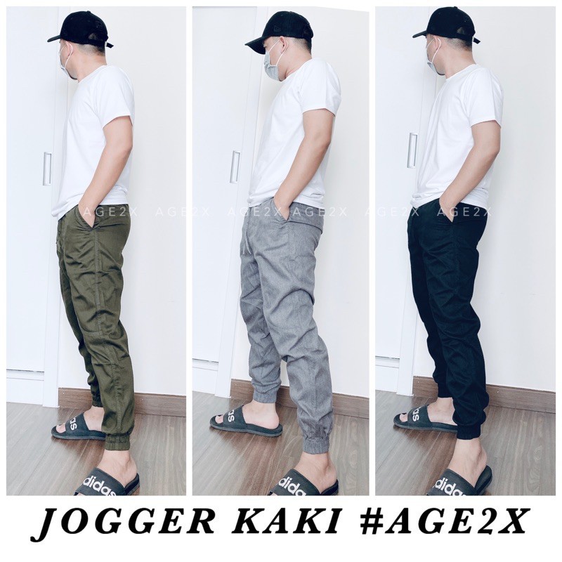 (Ảnh thật) Quần Jogger cargo kaki nam AGE2X wash mềm, thấm hút tốt, khô nhanh thoải mái đúng hàng vnxk