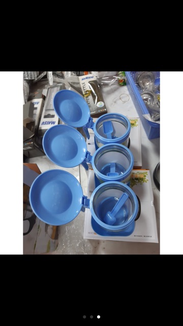 Bộ Gia Vị 3 cái bằng thuỷ tinh kèm muỗng.
