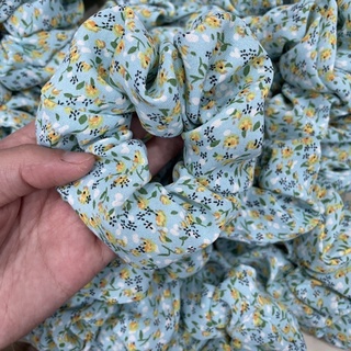 Dây cột tóc scrunchies vải chiffon hoa màu mint