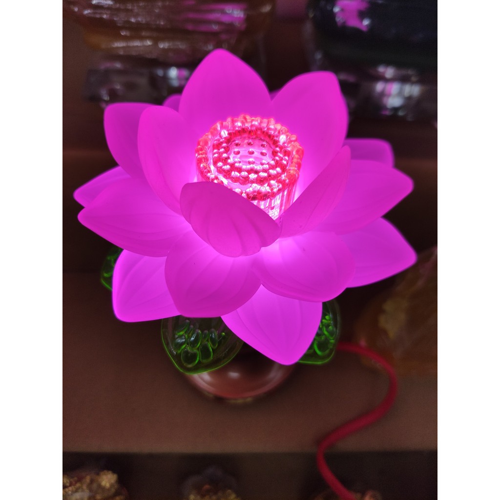 Cặp đèn thờ hoa sen đổi màu cao cấp