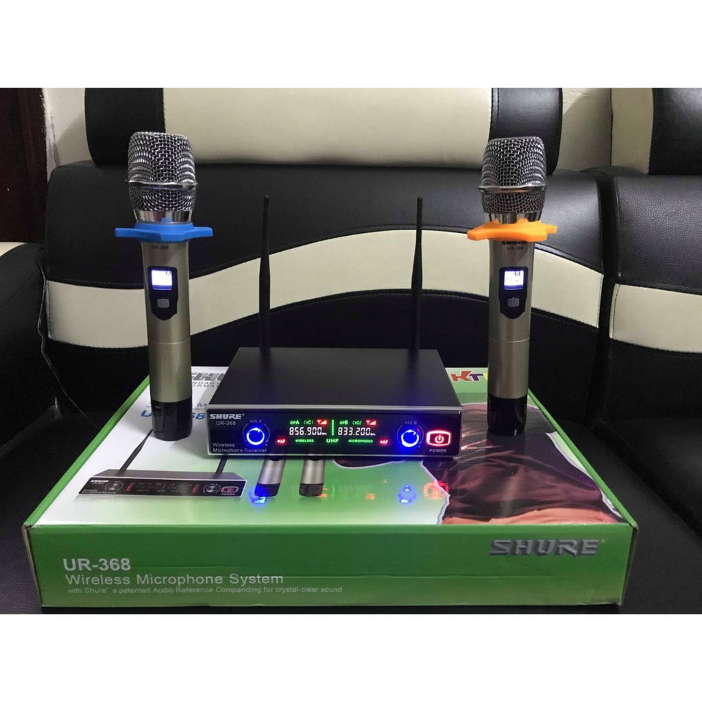 Micro Karaoke Không Dây SHURE UR368 Chinh Hãng Cực Hay Led 7 Màu