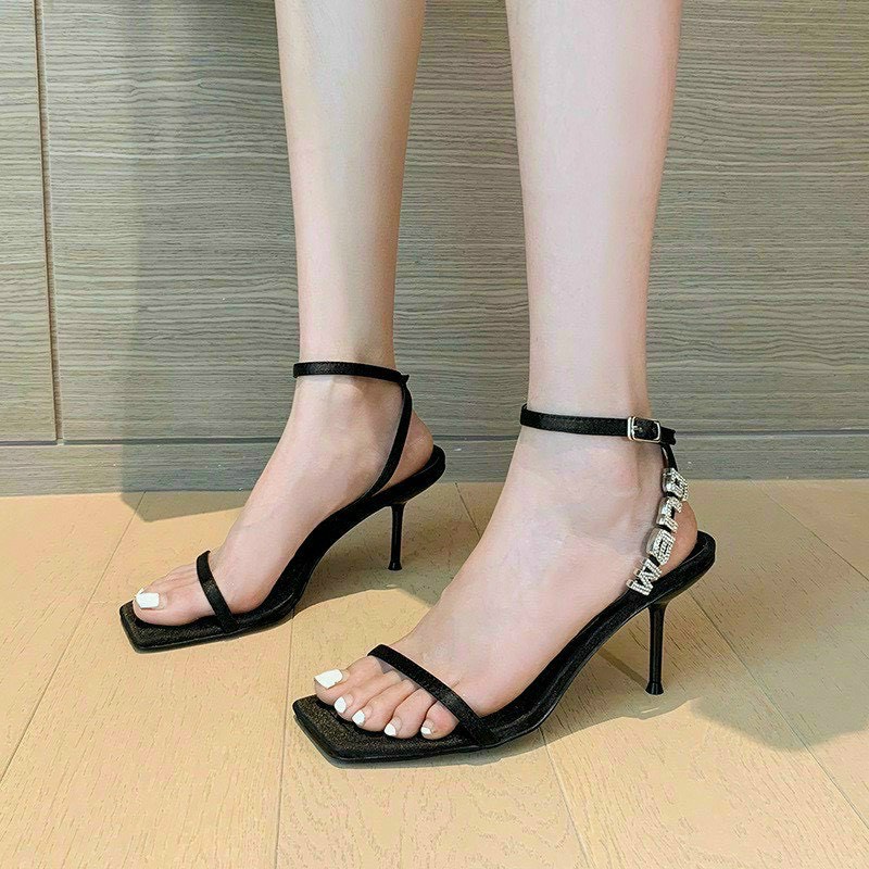 Sandal cao gót chữ đá hàng cao cấp fullbox túi giấy y hình