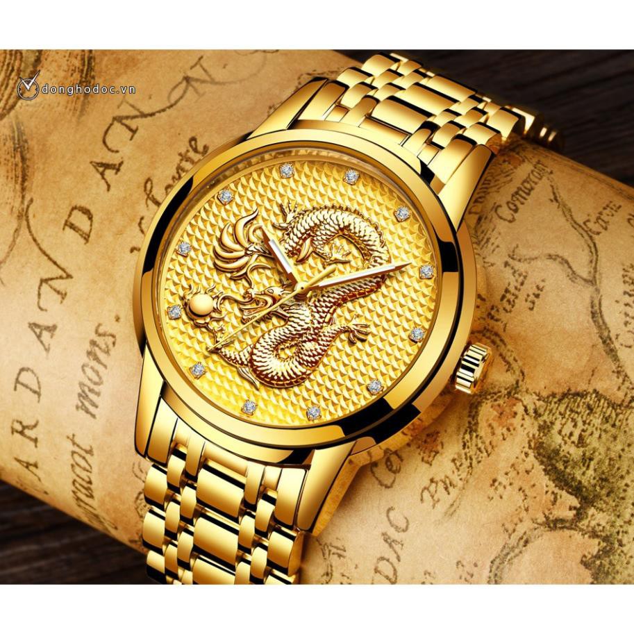 ĐỒNG HỒ NAM RỒNG VÀNG KÍNH TRÁNG SAPPHIRE - ĐỒNG HỒ PHONG THỦY - DÂY THÉP ĐÚC ĐẶT CAO CẤP [HÀNG XỊN] | BigBuy360 - bigbuy360.vn