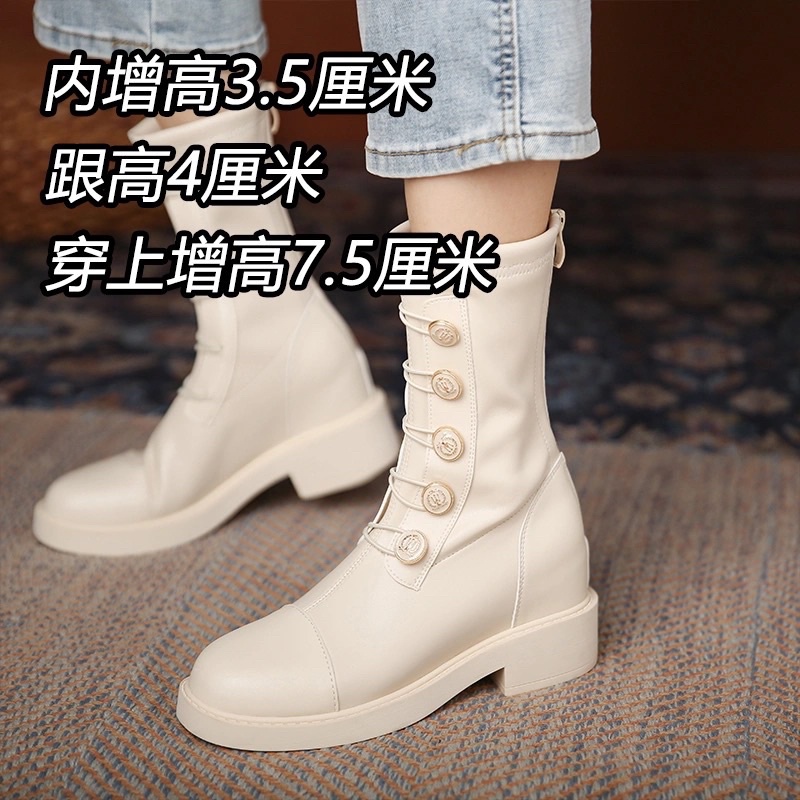 Boot da nữ cao cổ kéo khoá sau gót 2cm hàng Quảng Châu cao cấp