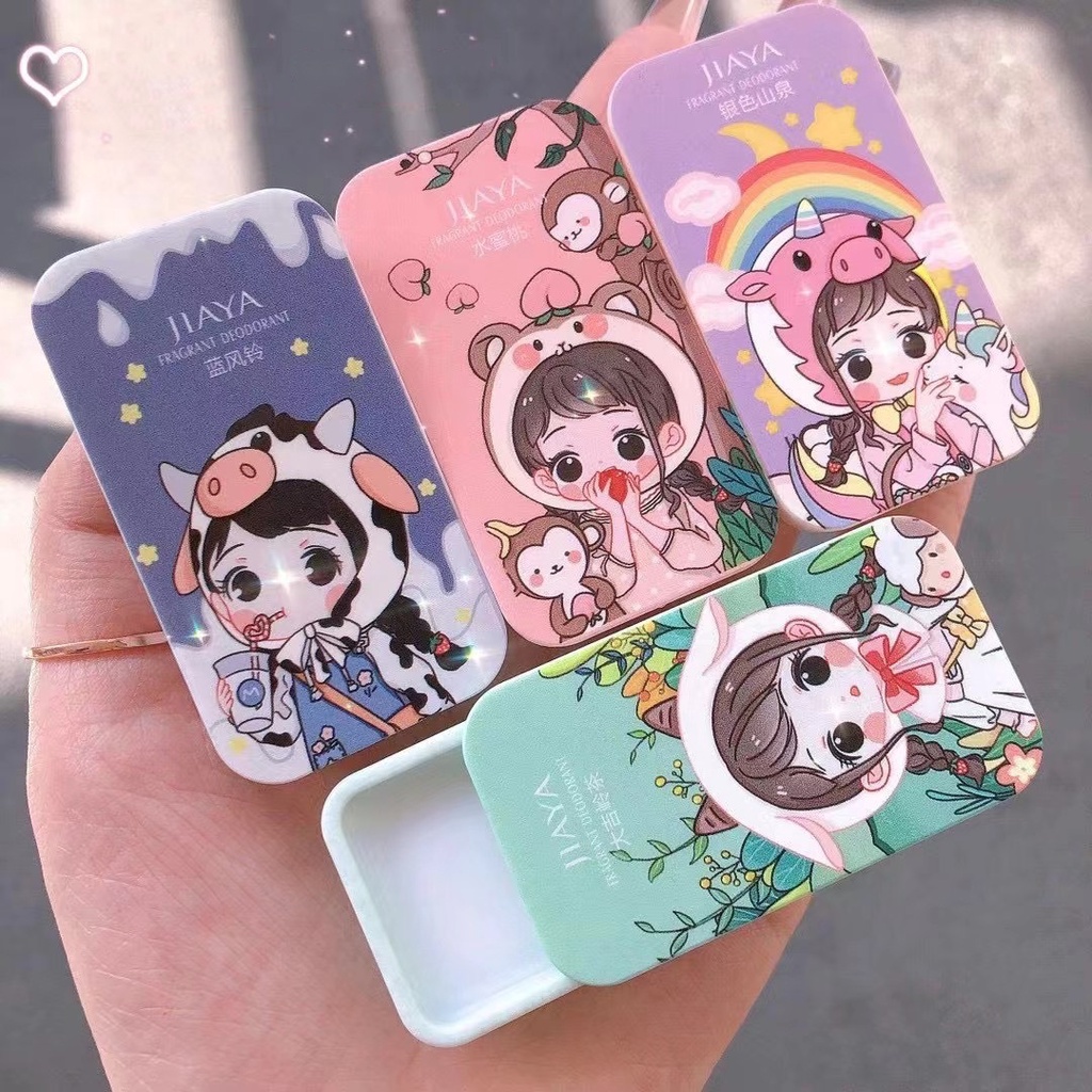 Set 4 hộp nước hoa khô nữ chính hãng thơm lâu dạng sáp tạo hình cô bé cực cute cùng hộp quà tặng cực đẹp - Diki Store