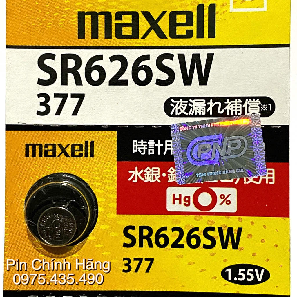 Vỉ 5 Viên Pin Đồng Hồ Maxell PRO SR626SW / SR621SW / SR521SW / SR616SW / SR721SW / SR920SW / SR927SW Hàng Chính Hãng