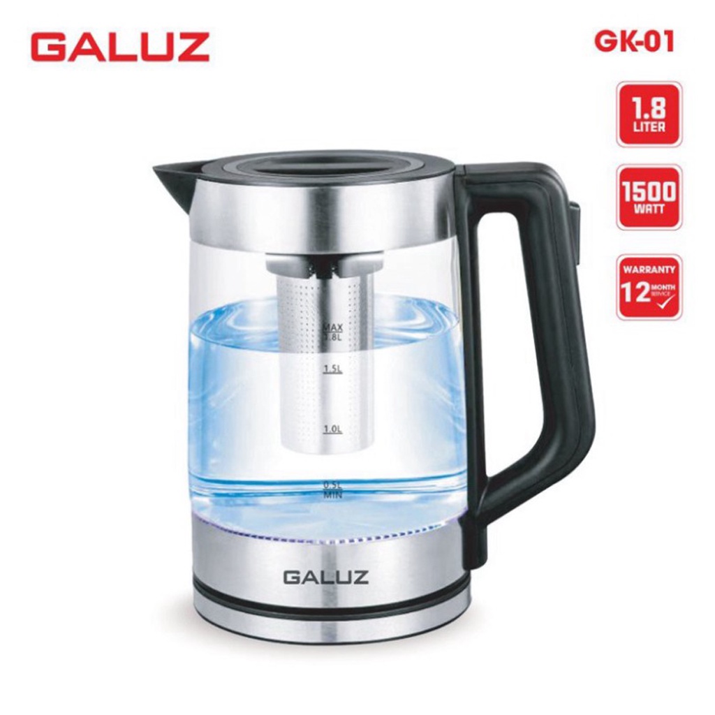 Ấm Siêu Tốc, Ấm Điện Đun Nước Galuz GK-01, Dung Tích 1.8L, Tự Động Ngắt Điện