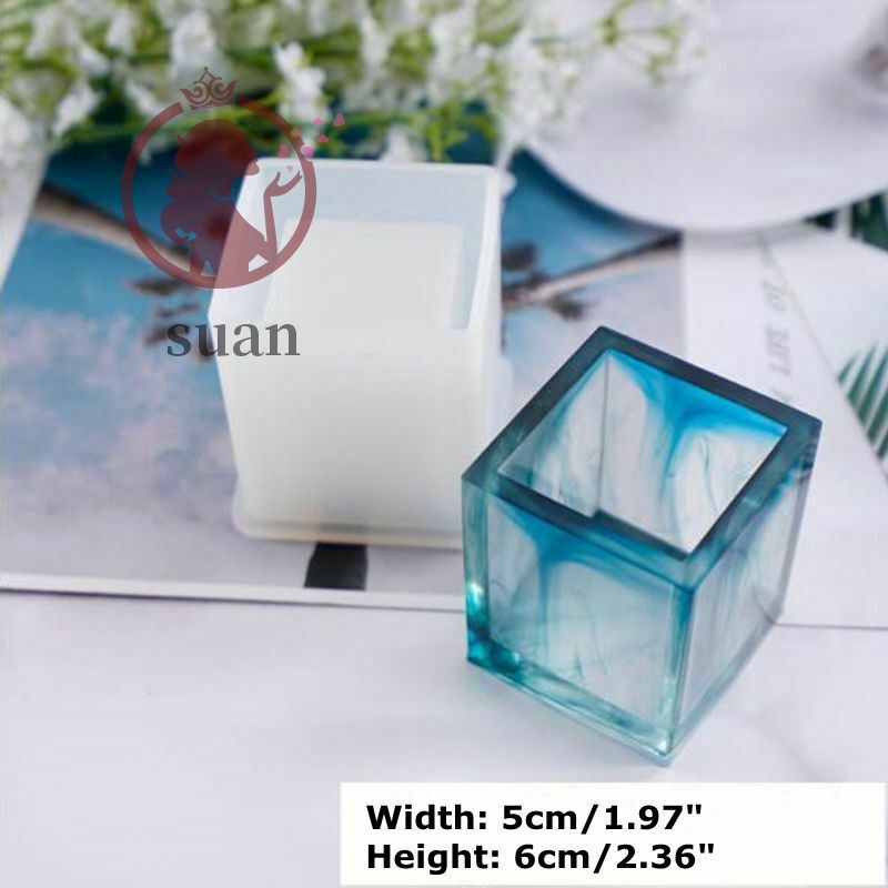 Set 2 Khuôn Silicone Làm Giá Đỡ Lọ Đựng Bút Hình Tròn / Vuông Tiện Dụng Diy