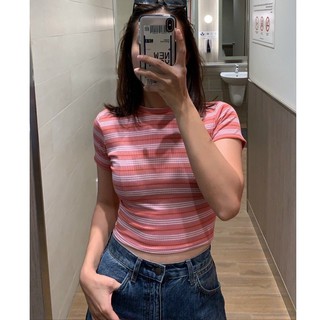 Áo Croptop gân cổ tròn