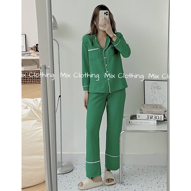 BỘ ĐỒ NGỦ DÀI, SET PIJAMA MẶC NHÀ #TRƠN #DÀI CUTE FORM RỘNG