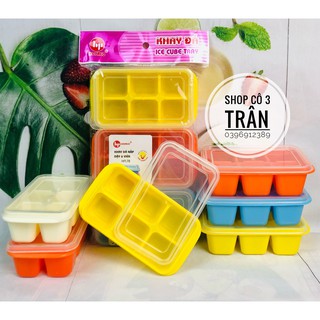 Khay làm đá bằng nhựa 6 viên có nắp đậy HPL78 HOFACO - Khuôn làm topping an toàn, tiện lợi