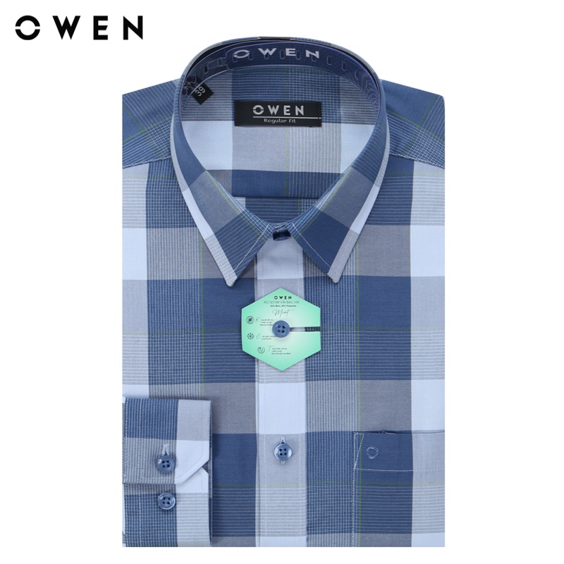 Áo sơ mi dài tay Nam Owen Bạc hà Regular Fit Xanh ghi nhạt - AR22637DT