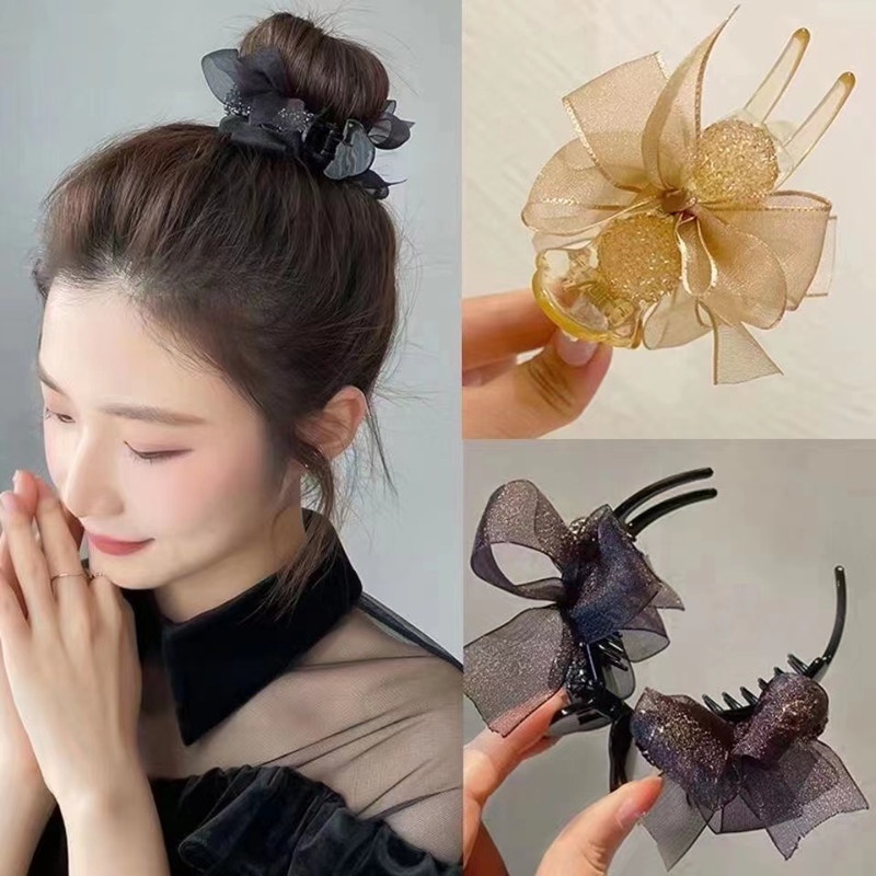 Haimeikang Kẹp Tóc Nơ Đính Đá Thời Trang Cho Nữ