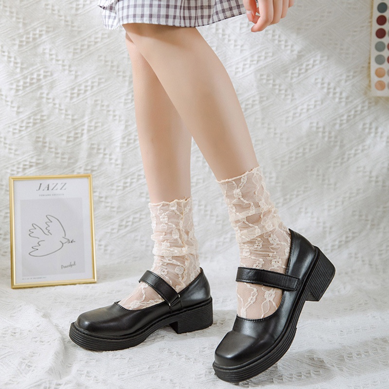 Xixi Vớ Lưới Cổ Ngắn Phối Ren Họa Tiết Kẻ Sọc Lượn Sóng Kiểu Nhật Bản Thời Trang Mùa Hè Cho Nữ