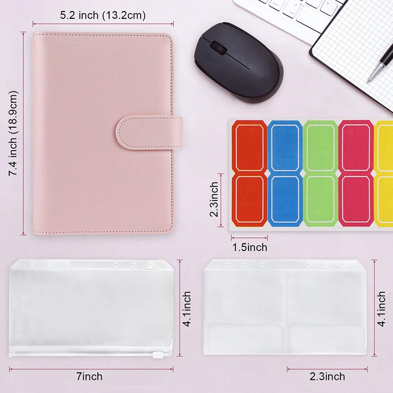 ⚡Stock⚡-Set 14 Bìa Da Đựng Tiền/Giấy Tờ Kèm 6 Vòng Kim Loại Gắn Bao Thư/Tiền Tiết Kiệm