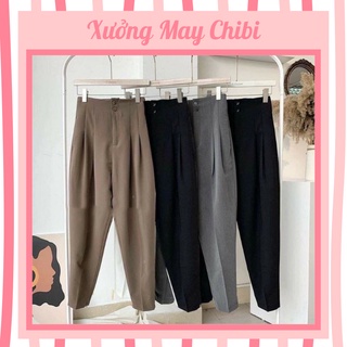 Quần baggy nữ 2 khuy cạp to vải tuyết mưa thoáng mát, form chuẩn
