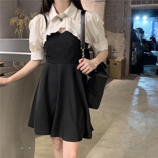 Set Áo Thun Ngắn Tay + Đầm Yếm Xinh Xắn Thời Trang Dành Cho Nữ