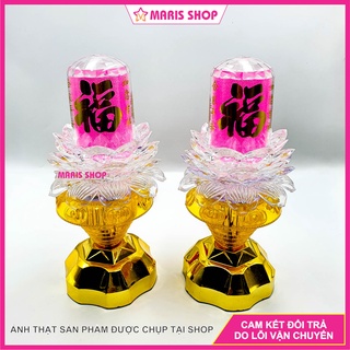Đèn thờ hoa sen hai chế độ xoay có đèn LED tự động đổi màu, đèn thờ cúng hoa sen để bàn thờ phật