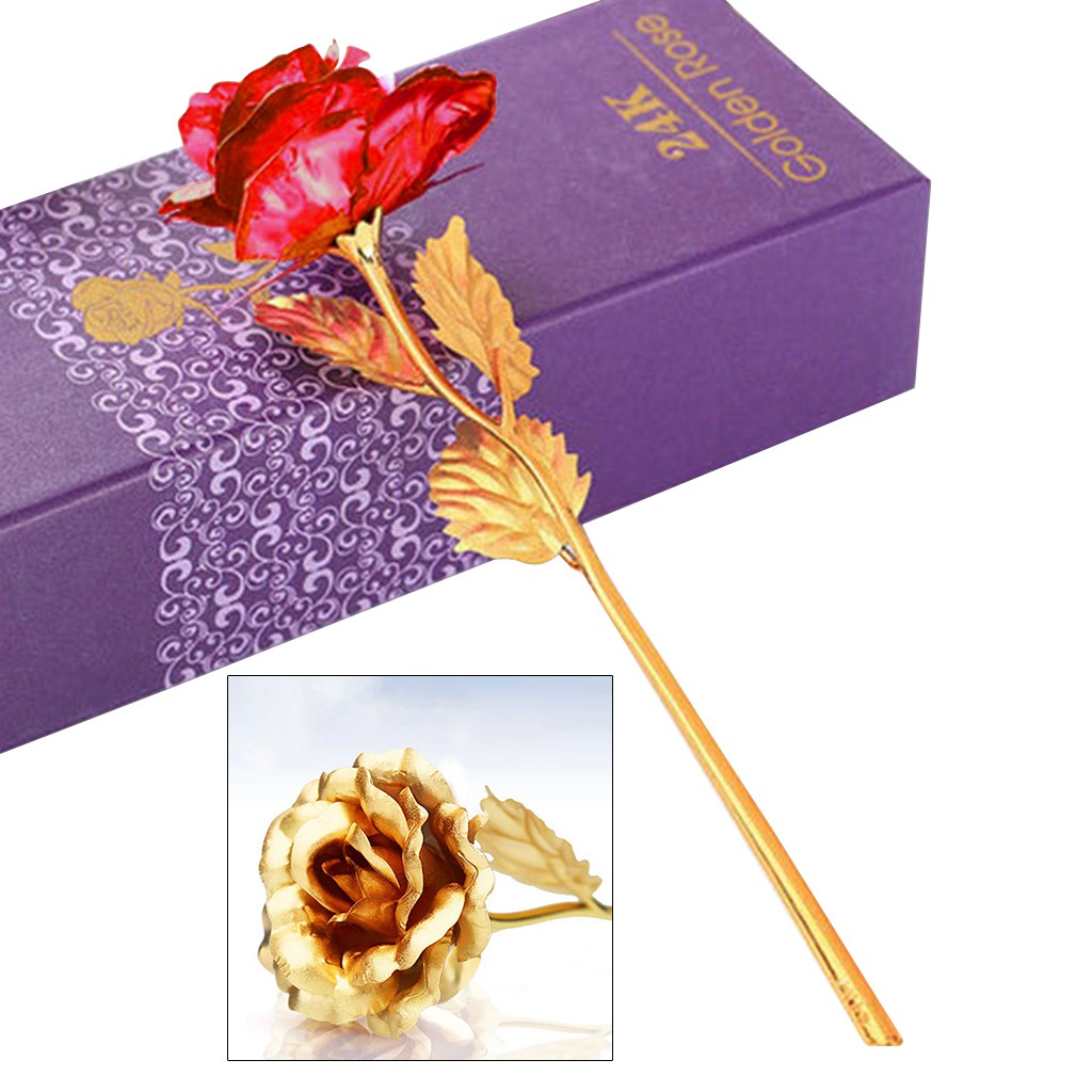 Hoa Hồng Nhân Tạo Mạ Vàng 24k Làm Quà Valentine