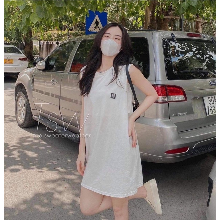 Tanktop | Tank top nữ | Váy tanktop cho nữ 3 màu đen | trắng | xanh thêu hình ở ngực siêu đẹp chanh sả basic 🌸FREEESHIP🌸