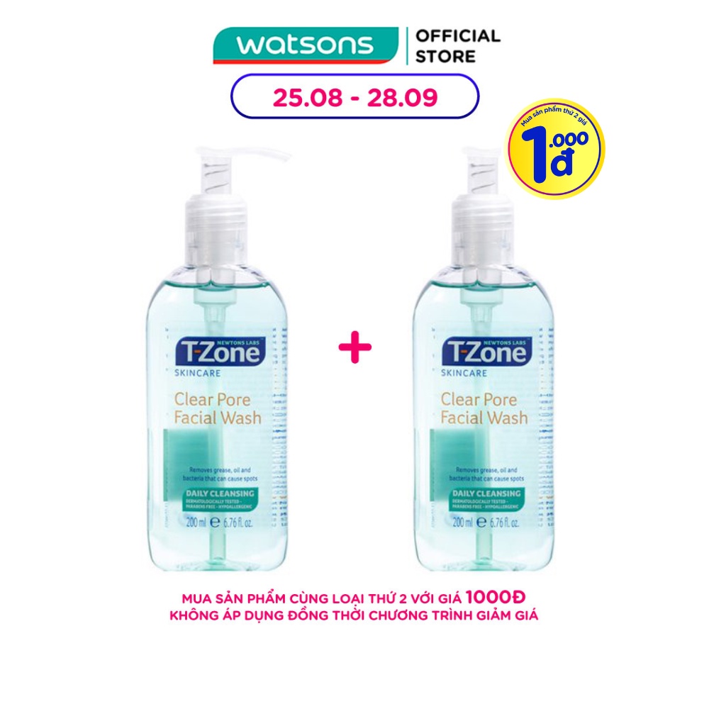 Gel Rửa Mặt Newtons Labs T-Zone Clear Pore Facial Wash Làm Sạch Sâu Kháng Khuẩn Tinh Chất Tràm Trà 200ml