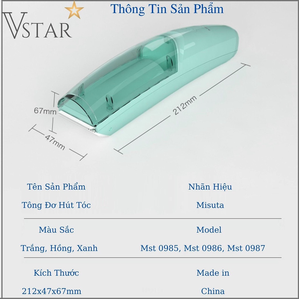 Tông Đơ Cắt Tóc MISUTA Baby Hair Trimmer Hút Tóc Tự Động (bảo hành chính hãng 6 tháng)