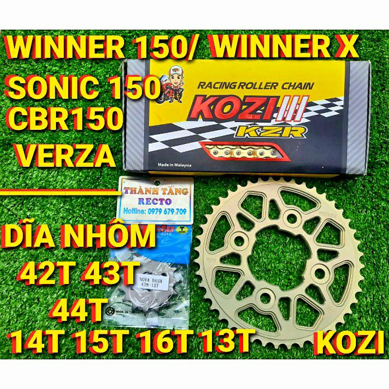 NHÔNG SÊN DĨA WINNER 150/WINNER X/SONIC 150/CBR150 VERZA/SÊN KOZI MALAYSIA DĨA 42T 43T 44T NHÔNG 13T 14T 15T 16T