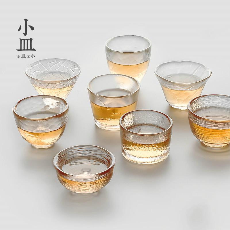 ►◄ Bộ Cốc Uống Trà Bằng Kính Dày Họa Tiết Búa Nhỏ Phong Cách Nhật Bản
