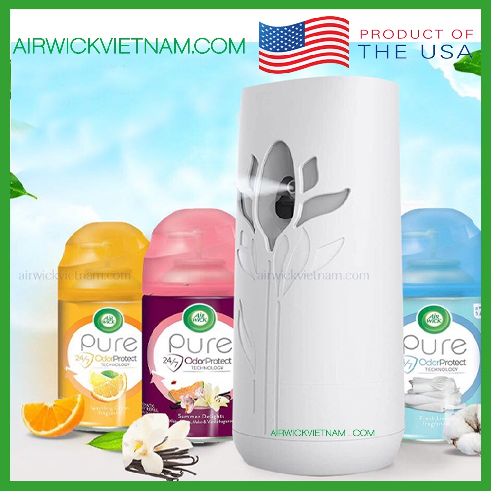 Bộ Máy Xịt Phòng Tự Động Tinh Dầu  Air Wick Pure Freshmatic  Automatic, nhiếu hương tùy chọn