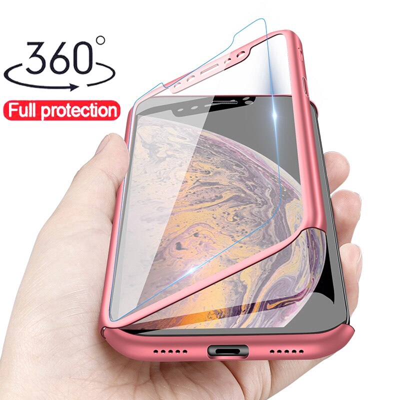 Ốp điện thoại kính cường lực toàn diện 360 sang trọng cho iPhone XR XS Max X 11 11Pro 11Pro Max