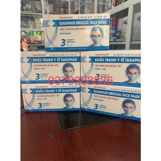 Hộp 50 cái khẩu trang y tế TANAPHAR-Khẩu trang 3 lớp