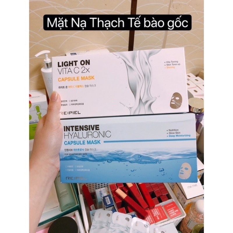 Mặt nạ thạch dừa Repiel Intensive Hyaluronic Capsule Mask hộp 8 miếng