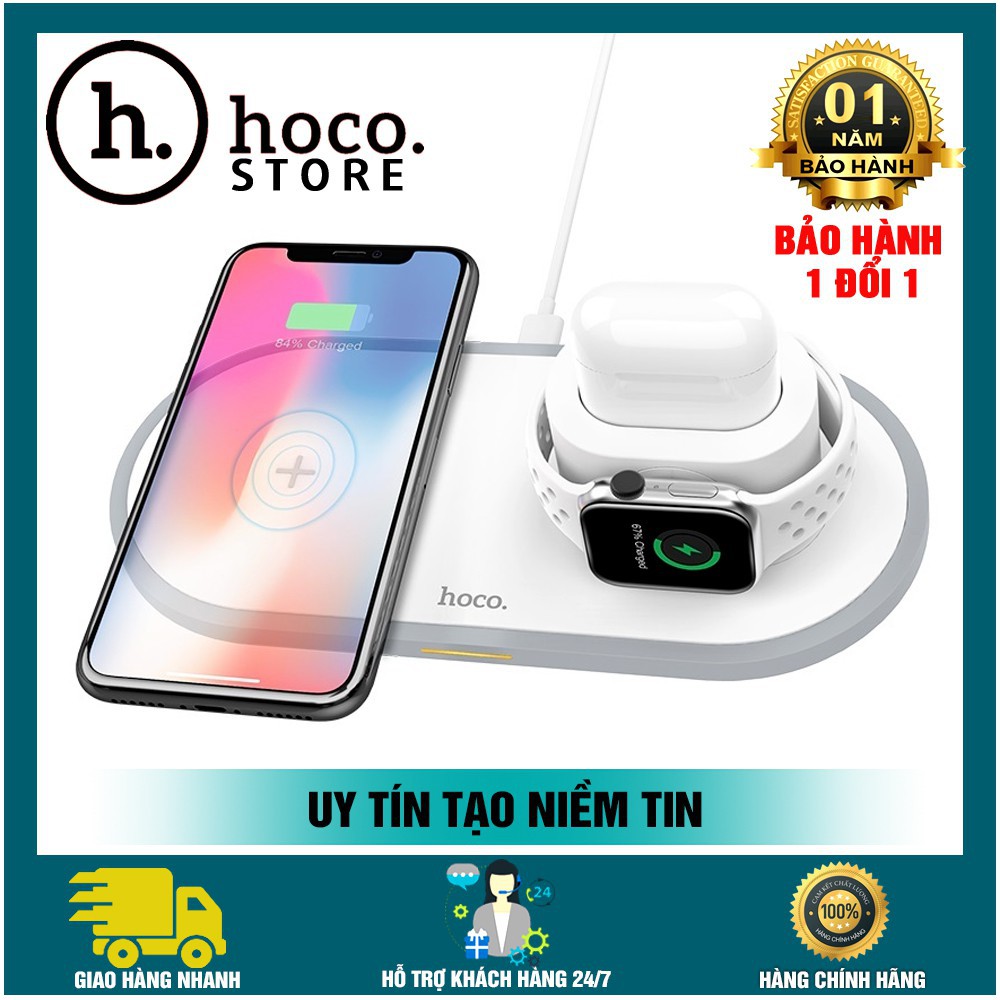 DS xịn Đế Sạc ko Dây Iphone Sạc Nhanh Qi 3 in 1 Hoco BẢO HÀNH CHÍNH HÃNG 5