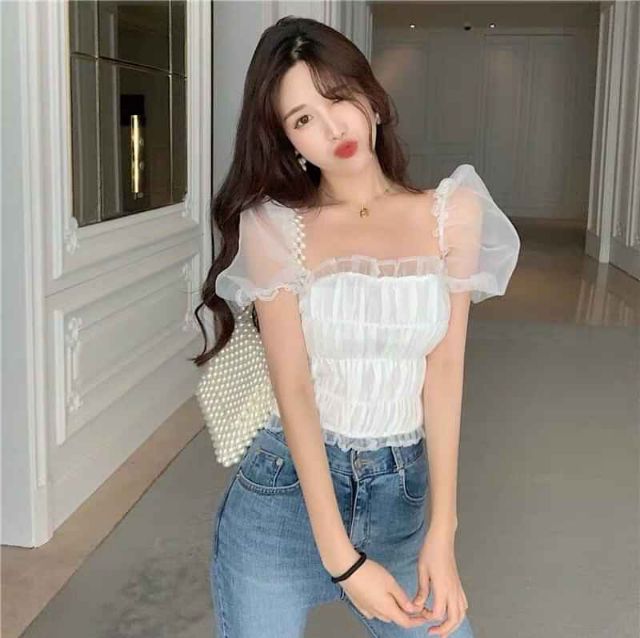 Áo croptop sheer