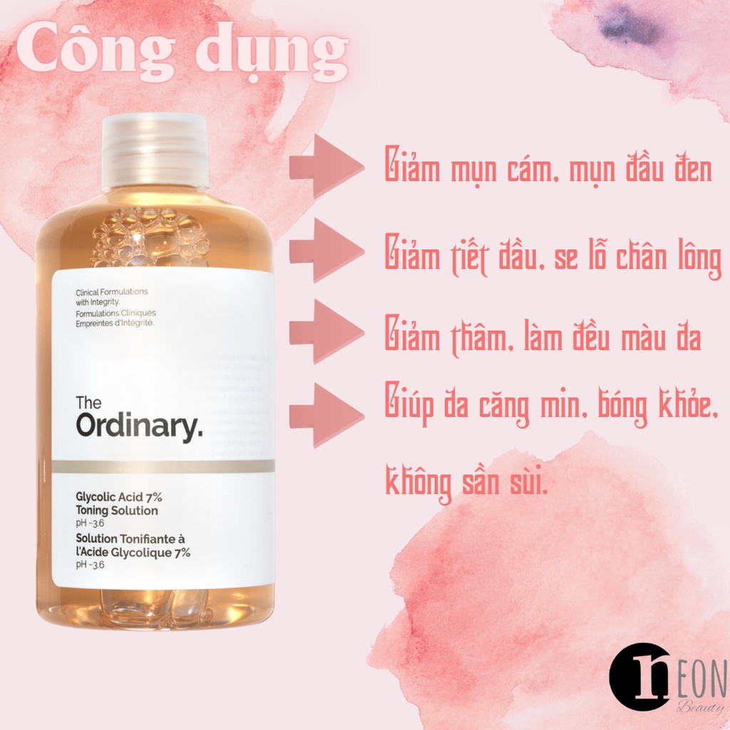 Toner tẩy da chết làm sạch Glycolic Acid 7% Toning Solution - The Ordinary