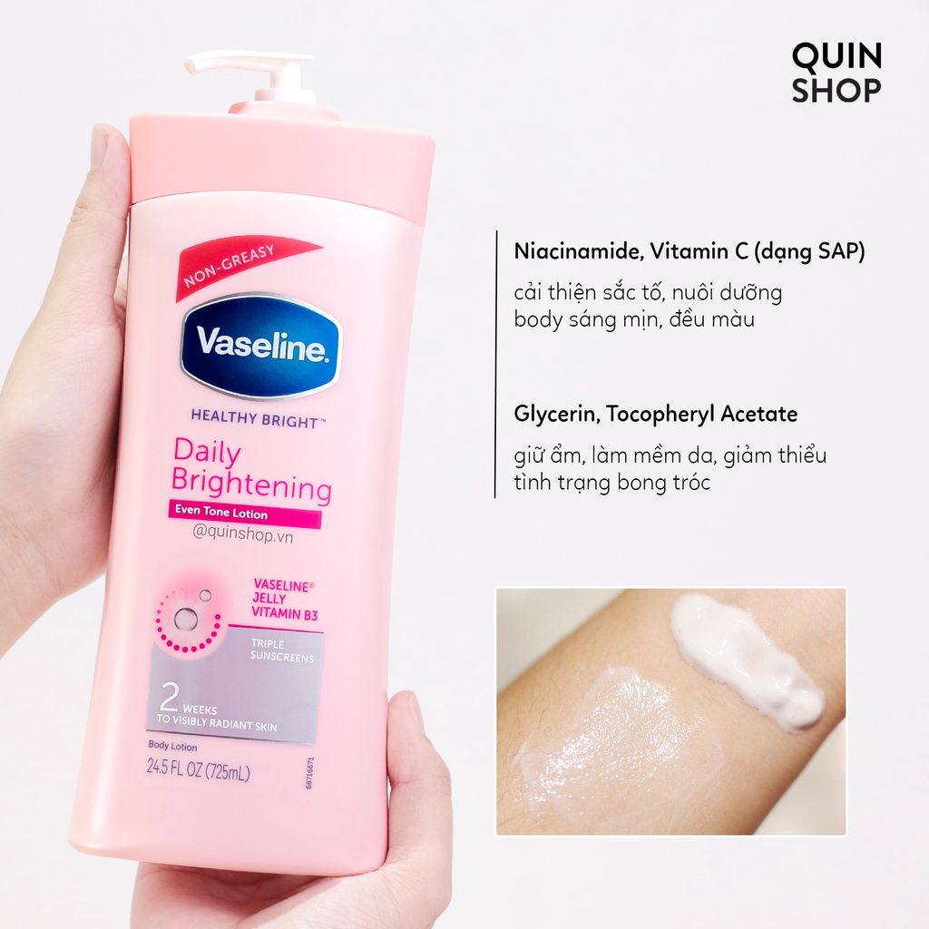 Sữa Dưỡng Thể Trắng Da, Chống Nắng Vaseline Healthy White, Gluta Hya Serum Burst Lotion