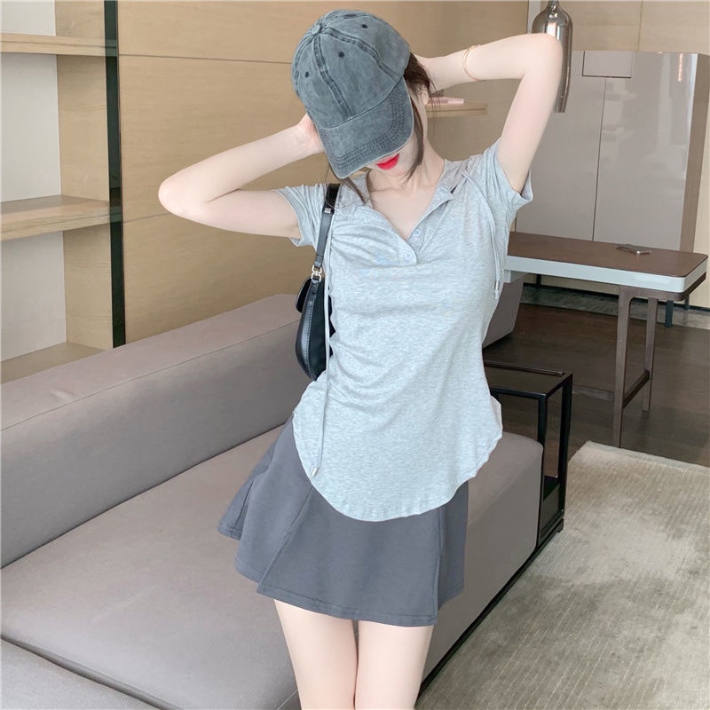 Áo Thun Tay Ngắn Có Mũ Trùm Đầu Thời Trang Mùa Hè Cho Nữ