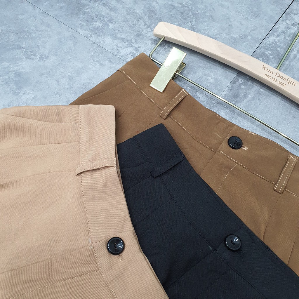 Quần Culottes công sở Xuu Design, Quần ống rộng cạp cao chất liệu tuyết mưa 3 màu đủ size QA05