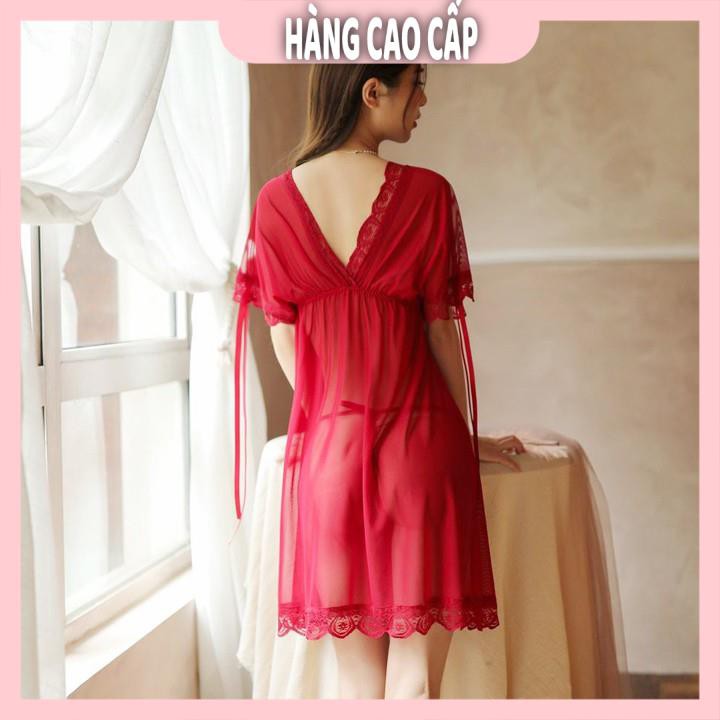 Váy ngủ ren sexy bẹt vai mặc hai kiểu đồ ngủ big size voan thun với màu đen quyến rũ | BigBuy360 - bigbuy360.vn