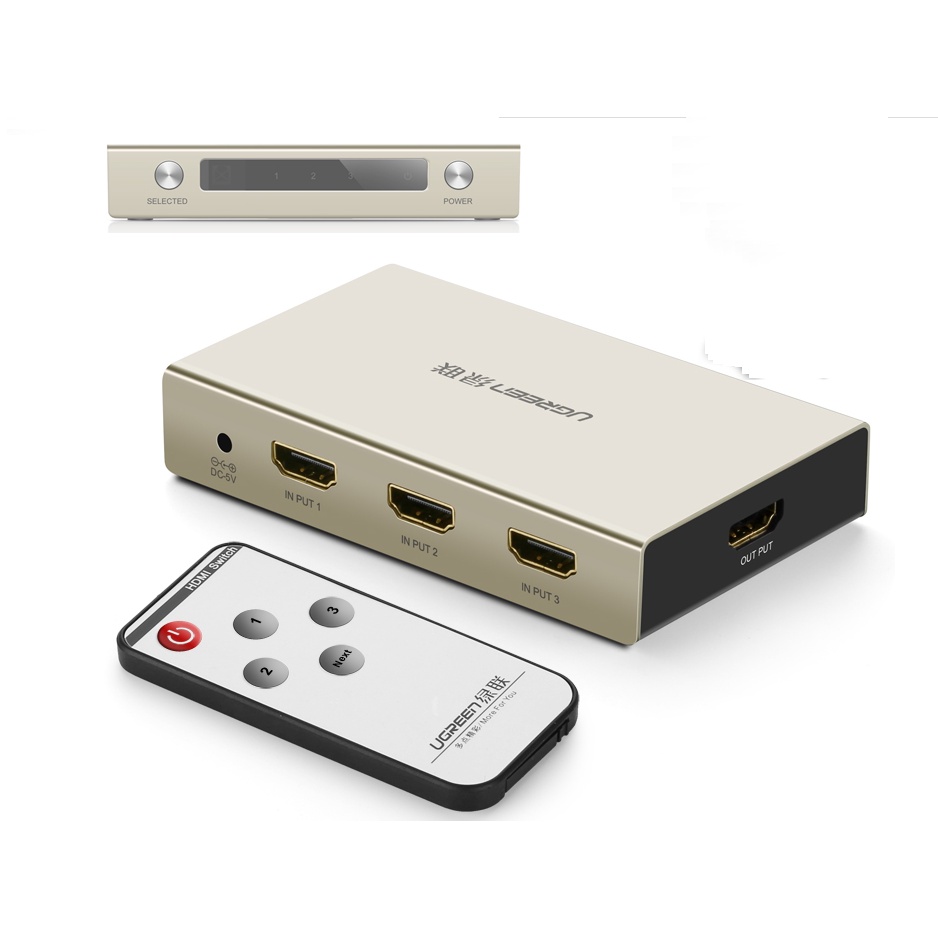 Bộ gộp HDMI 3 vào 1 ra Ugreen 40278 (hỗ trợ 3D 4K)