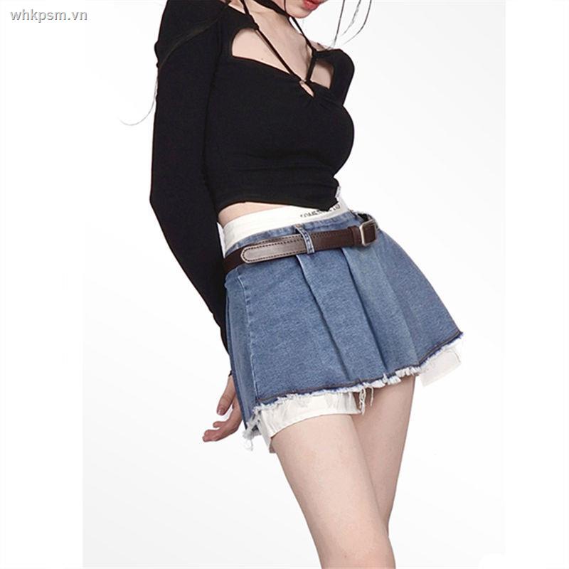 Chân Váy Denim Chữ A Lưng Cao Thời Trang Dành Cho Nữ