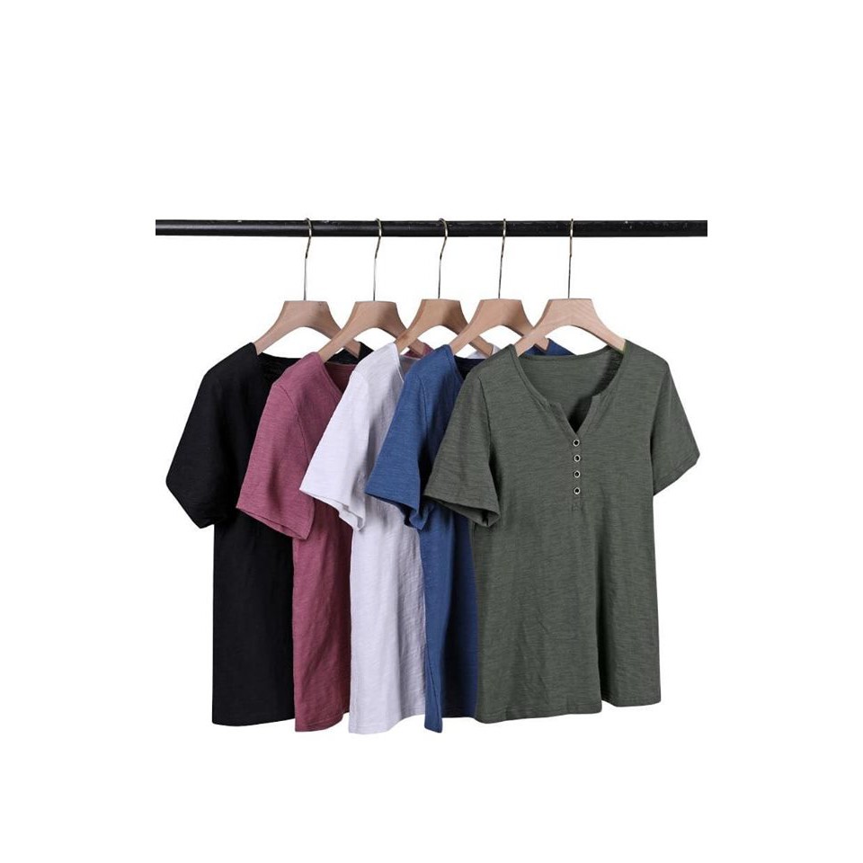 {Sale Sốc} Áo phông nữ cổ tim_áo thun chất cotton cao cấp_áo phông nữ