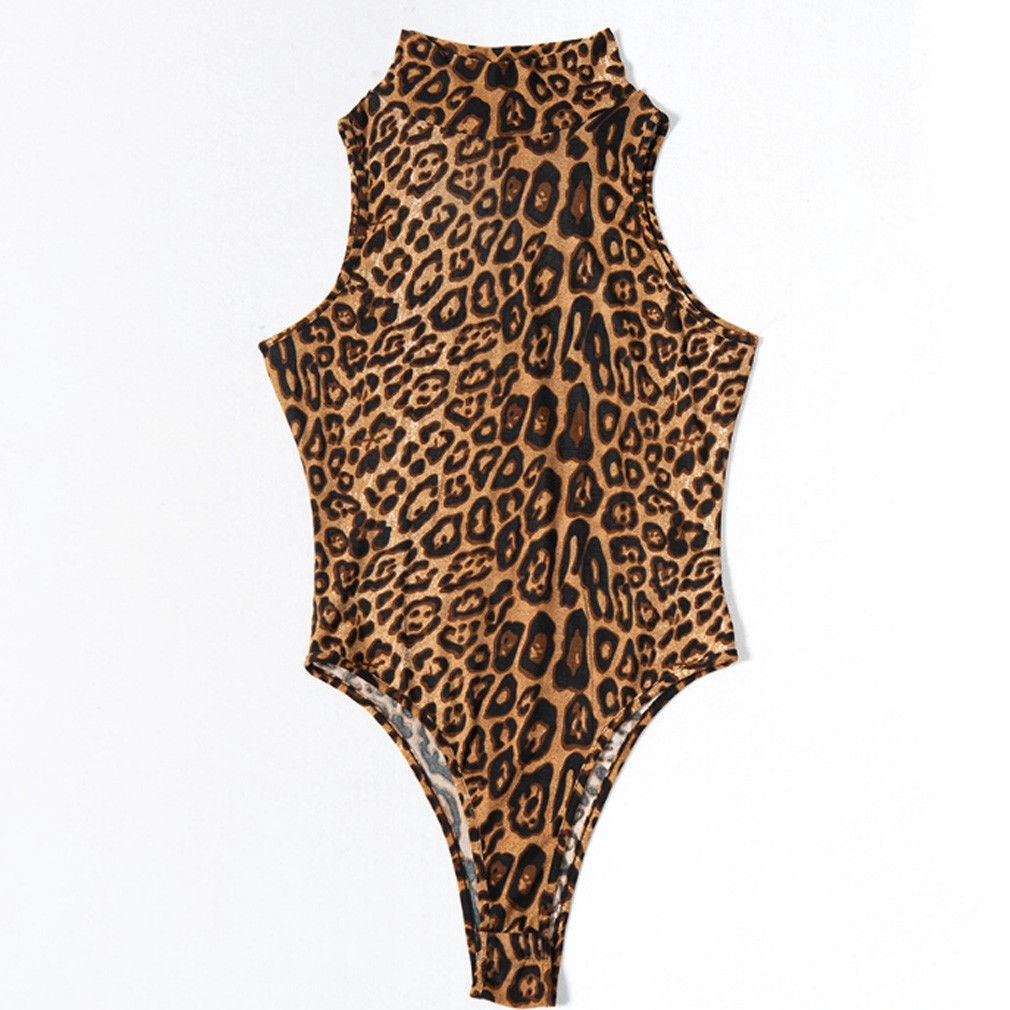 Women Sexy Lingerie Lace Babydoll G-String Teddy Leopard Sleeveless Bodysuit Jumpsuit